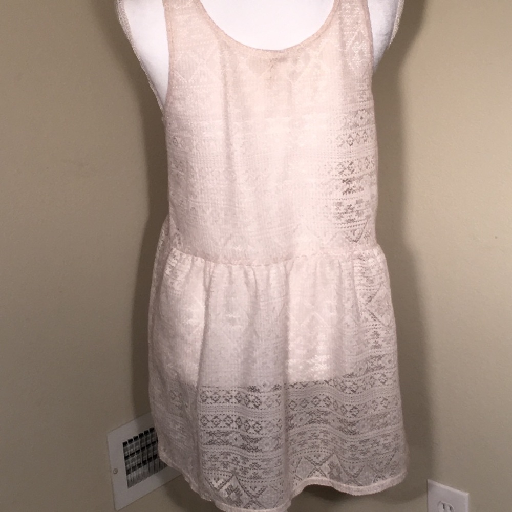 Kirra Sheer Top Ecru Lace Cut outs  cover up large
